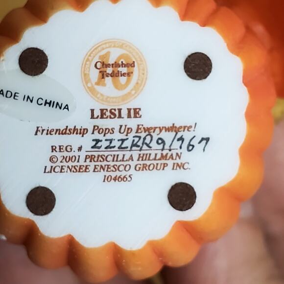 Cherished Teddies Leslie Friendship Is Pumpkin Up Everywhere Fall Figurine 2.5" - Picture 8 of 10